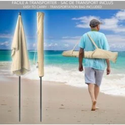 VOUNOT Garden Parasol, Tilt Balcony Umbrella, Sun Shade For Outdoor, Garden, Balcony, Patio, Beach, 2 X 1.25m, With Cover,Beige -Outdoor Furniture Store 29308808 5