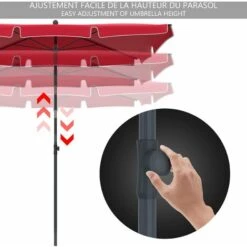 VOUNOT Garden Parasol, Tilt Balcony Umbrella, Sun Shade For Outdoor, Garden, Balcony, Patio, Beach, 2 X 1.25m, With Cover,Red -Outdoor Furniture Store 29308809 3