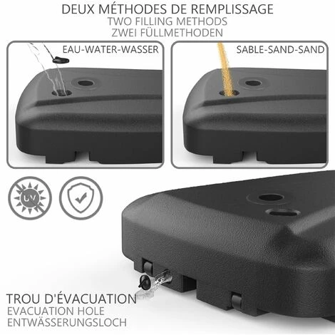 VOUNOT Umbrella Base Stand For Cantilever And Banana Parasol Base Weight, 60L/100kg 5 VOUNOT Umbrella Base Stand For Cantilever And Banana Parasol Base Weight, 60L/100kg - Image 3