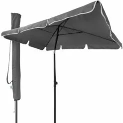 VOUNOT Garden Parasol, Tilt Balcony Umbrella, Sun Shade For Outdoor, Garden, Balcony, Patio, Beach, 2 X 1.25m, With Cover,Grey