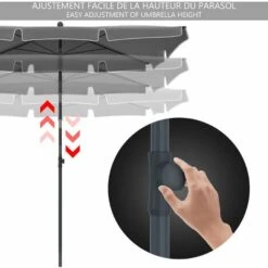 VOUNOT Garden Parasol, Tilt Balcony Umbrella, Sun Shade For Outdoor, Garden, Balcony, Patio, Beach, 2 X 1.25m, With Cover,Grey -Outdoor Furniture Store 29308814 3