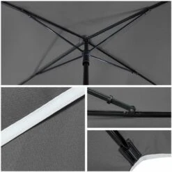 VOUNOT Garden Parasol, Tilt Balcony Umbrella, Sun Shade For Outdoor, Garden, Balcony, Patio, Beach, 2 X 1.25m, With Cover,Grey -Outdoor Furniture Store 29308814 4