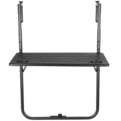 PrimeMatik - Rectangular Adjustable Table For Balcony 60x36cm Black -Outdoor Furniture Store 29346793 5