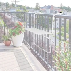 PrimeMatik - Metal Folding Table For Balcony 60x40cm White -Outdoor Furniture Store 29363009 3