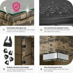 Garden Corner Sofa Set Venice 7 Seats & 1 Table - Garden Sofa, Garden Corner Sofa, Rattan Sofa - Nature -Outdoor Furniture Store 29411883 5