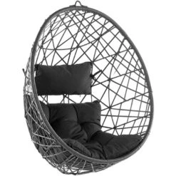 Wicker Hanging Egg Chair Without Stand Swing Seat Black PE Rattan Alatri