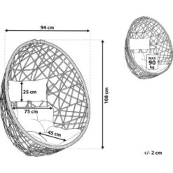 Wicker Hanging Egg Chair Without Stand Swing Seat Black PE Rattan Alatri 9 Wicker Hanging Egg Chair Without Stand Swing Seat Black PE Rattan Alatri -Outdoor Furniture Store 29441169 3