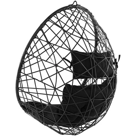 Wicker Hanging Egg Chair Without Stand Swing Seat Black PE Rattan Alatri 7 Wicker Hanging Egg Chair Without Stand Swing Seat Black PE Rattan Alatri - Image 5
