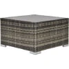 Outsunny Patio Wicker Coffee Table W/ Glass Top For Garden Backyard Deep Grey -Outdoor Furniture Store 29441900 1