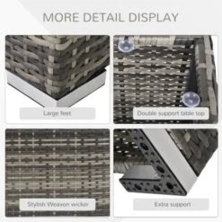 Outsunny Patio Wicker Coffee Table W/ Glass Top For Garden Backyard Deep Grey 11 Outsunny Patio Wicker Coffee Table W/ Glass Top For Garden Backyard Deep Grey -Outdoor Furniture Store 29441900 5