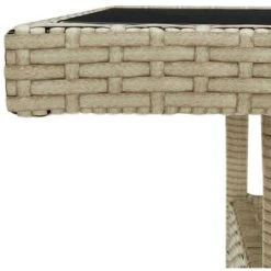Outdoor Dining Table Beige Poly Rattan And Glass VidaXL -Outdoor Furniture Store 29494986 4