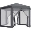 Outsunny Garden Hexagonal Gazebo Patio Outdoor Canopy Patio Party Tent Grey -Outdoor Furniture Store 29523527 1