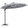 Outsunny Cantilever Parasol Adjustable Garden Sun Umbrella W/ LED Solar Light Light Grey -Outdoor Furniture Store 29648624 1