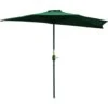 Outsunny 3(m) Half Round Parasol Garden Sun Umbrella Metal W/ Crank Green