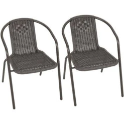 Livingandhome Outdoor Patio Metal Coffee Wicker Dining Chairs, Set Of 2 Brown 9 Livingandhome Outdoor Patio Metal Coffee Wicker Dining Chairs, Set Of 2 Brown -Outdoor Furniture Store 29784287 3