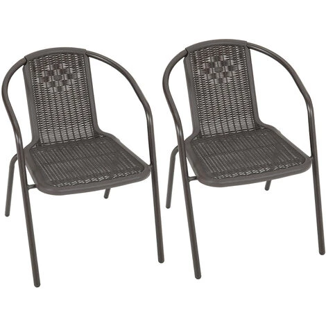 Livingandhome Outdoor Patio Metal Coffee Wicker Dining Chairs, Set Of 2 Brown 5 Livingandhome Outdoor Patio Metal Coffee Wicker Dining Chairs, Set Of 2 Brown - Image 3