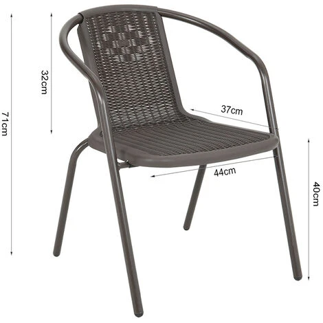 Livingandhome Outdoor Patio Metal Coffee Wicker Dining Chairs, Set Of 2 Brown 7 Livingandhome Outdoor Patio Metal Coffee Wicker Dining Chairs, Set Of 2 Brown - Image 5