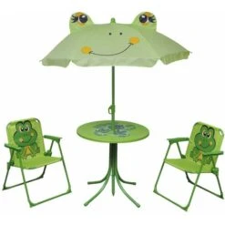 3 Piece Kids' Garden Bistro Set With Parasol Green