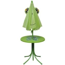 3 Piece Kids' Garden Bistro Set With Parasol Green -Outdoor Furniture Store 29793555 3