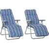 Outsunny Set Of 2 Adjustable Sun Lounger Recliner Reclining Seat Blue & White -Outdoor Furniture Store 29900051 1