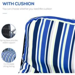 Outsunny Set Of 2 Adjustable Sun Lounger Recliner Reclining Seat Blue & White -Outdoor Furniture Store 29900051 4