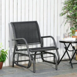 Outsunny Outdoor Gliding Swing Chair Garden Seat W/ Mesh Seat Curved Back Steel -Outdoor Furniture Store 29946385 4