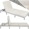 Sun Lounger Sofia Rattan - Reclining Sun Lounger, Garden Lounge Chair, Sun Chair - Light Grey