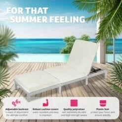 Sun Lounger Sofia Rattan - Reclining Sun Lounger, Garden Lounge Chair, Sun Chair - Light Grey -Outdoor Furniture Store 29961519 3