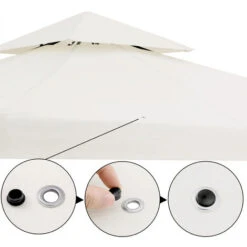 Garden Gazebo Pavilion 3x3m Stable, Robust Water-Repellent Metal Frame Outdoor Marquee Party Tent Sun Shade Canopy Awning Furniture Pergola Cream -Outdoor Furniture Store 29963309 4