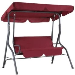 Casaria 2 Seater Garden Swing Bench 140cm With Canopy Outdoor Patio Furniture Red