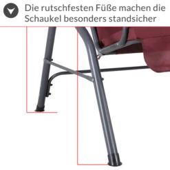 Casaria 2 Seater Garden Swing Bench 140cm With Canopy Outdoor Patio Furniture Red -Outdoor Furniture Store 29963375 5