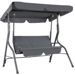 Casaria 2 Seater Garden Swing Bench 140cm With Canopy Outdoor Patio Furniture Anthracite