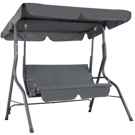 Casaria 2 Seater Garden Swing Bench 140cm With Canopy Outdoor Patio Furniture Anthracite 3 Casaria 2 Seater Garden Swing Bench 140cm With Canopy Outdoor Patio Furniture Anthracite