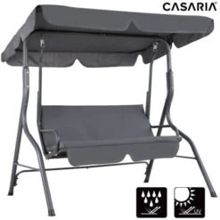 Casaria 2 Seater Garden Swing Bench 140cm With Canopy Outdoor Patio Furniture Anthracite 9 Casaria 2 Seater Garden Swing Bench 140cm With Canopy Outdoor Patio Furniture Anthracite -Outdoor Furniture Store 29963392 3