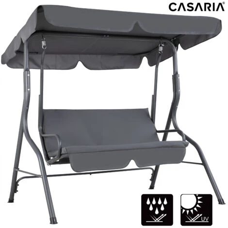 Casaria 2 Seater Garden Swing Bench 140cm With Canopy Outdoor Patio Furniture Anthracite 5 Casaria 2 Seater Garden Swing Bench 140cm With Canopy Outdoor Patio Furniture Anthracite - Image 3