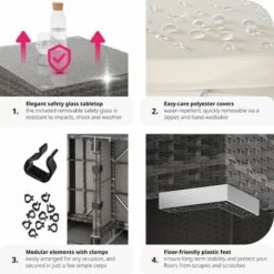 Rattan Garden Set Marbella 7 Seats, 1 Table - Garden Sofa, Garden Corner Sofa, Rattan Sofa - Grey -Outdoor Furniture Store 29985137 5