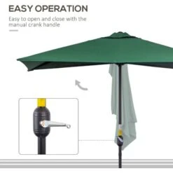 Outsunny 2.3m Garden Balcony Half Round Umbrella Metal Parasol Umbrella Green -Outdoor Furniture Store 29992012 4