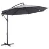 Outsunny 3(m) Cantilever Parasol Banana Umbrella W/ Crank & Tilt, Cross Base Grey 2 Outsunny 3(m) Cantilever Parasol Banana Umbrella W/ Crank & Tilt, Cross Base Grey -Outdoor Furniture Store 29992015 1