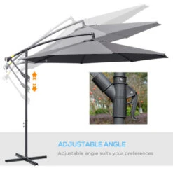 Outsunny 3(m) Cantilever Parasol Banana Umbrella W/ Crank & Tilt, Cross Base Grey 11 Outsunny 3(m) Cantilever Parasol Banana Umbrella W/ Crank & Tilt, Cross Base Grey -Outdoor Furniture Store 29992015 5