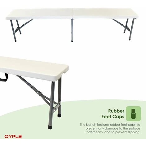 Oypla 6ft 1.8m Folding Heavy Duty Outdoor 4 Person Trestle Bench Chair 7 Oypla 6ft 1.8m Folding Heavy Duty Outdoor 4 Person Trestle Bench Chair - Image 5