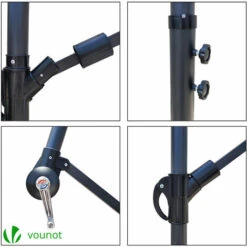 VOUNOT 3m Cantilever Garden Parasol, Banana Patio Umbrella With Crank Handle And Tilt, Beige -Outdoor Furniture Store 30265585 3