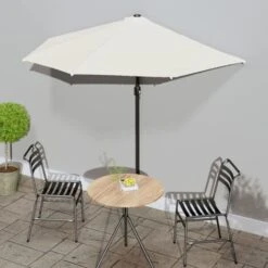 Balcony Parasol With Aluminium Pole Sand 270x135 Cm Half