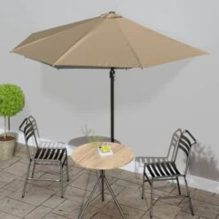 Balcony Parasol With Aluminium Pole Taupe 300x150 Cm Half