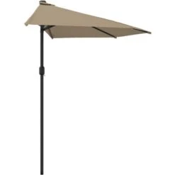 Balcony Parasol With Aluminium Pole Taupe 300x150 Cm Half -Outdoor Furniture Store 30314870 4