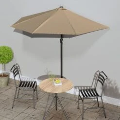Balcony Parasol With Aluminium Pole Taupe 270x135 Cm Half