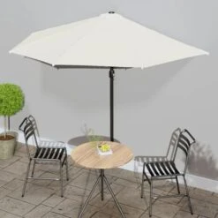 Balcony Parasol With Aluminium Pole Sand 300x150 Cm Half