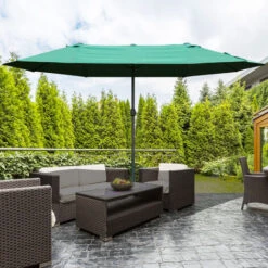 Outsunny 4.6M Garden Patio Umbrella Canopy Parasol Sun Shade W/o Base Dark Green -Outdoor Furniture Store 30349692 3
