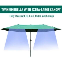Outsunny 4.6M Garden Patio Umbrella Canopy Parasol Sun Shade W/o Base Dark Green -Outdoor Furniture Store 30349692 4