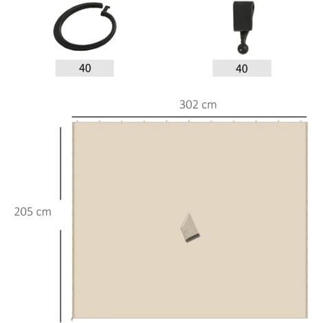 Outsunny 3 X 3(m) Universal Gazebo Replacement Sidewall Set W/ 4 Panels Beige 4 Outsunny 3 X 3(m) Universal Gazebo Replacement Sidewall Set W/ 4 Panels Beige - Image 2