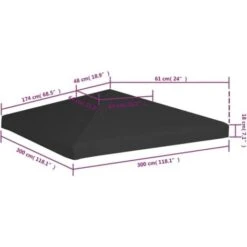 Gazebo Top Cover 270 G/m² 3x3 M Black VidaXL -Outdoor Furniture Store 30601945 3